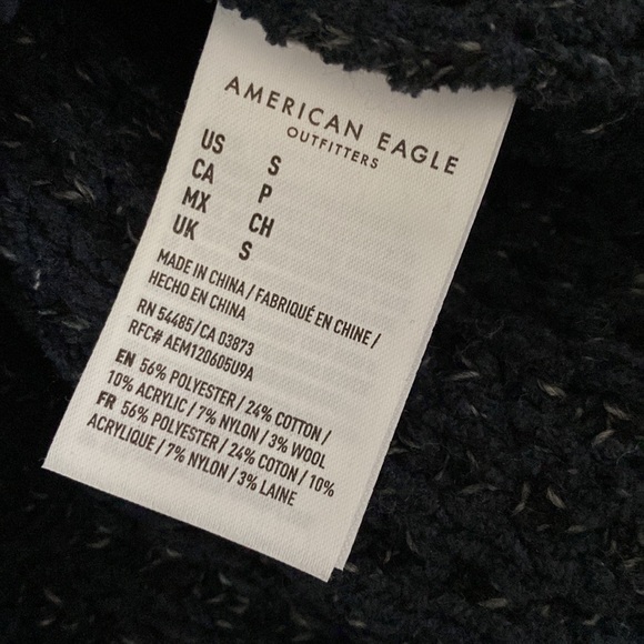 American Eagle mock turtleneck sweater in navy with flecks of white. - Picture 11 of 11